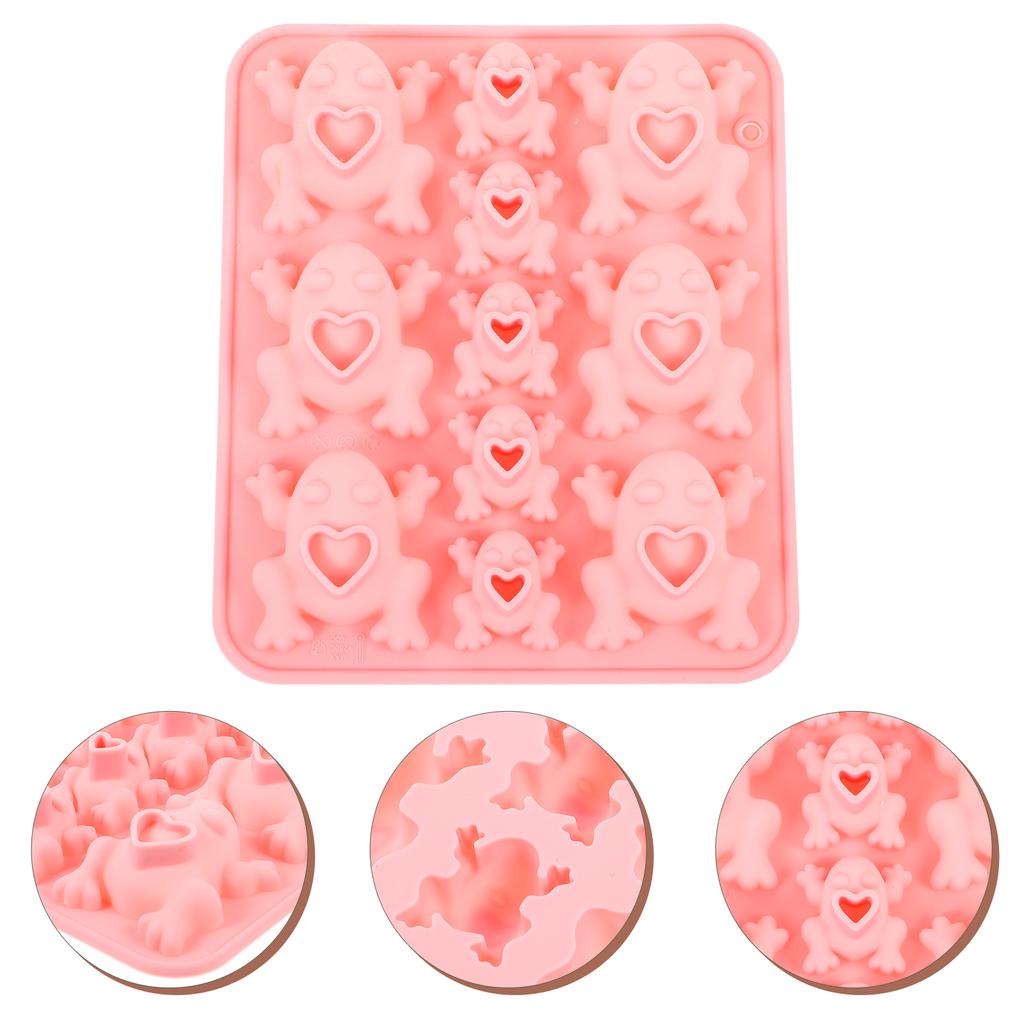 Cakes Lollipop Molds Frog Chocolate DIY Sweets Oatmeal Silicone Baking Candy Mould Pink