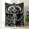 Odin's Throne with Runes Design Printed Flannel Blanket for Bedroom, Living Room, Sofa, and Nap
