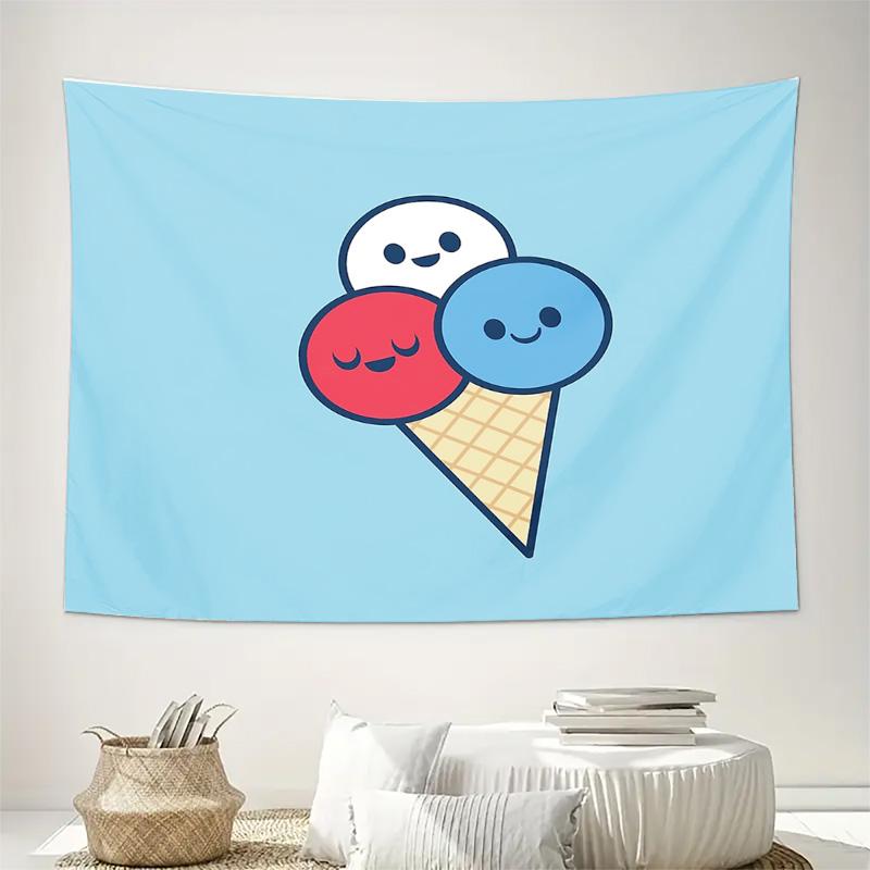 Ice Cream Tapestry Wall Hanging Aesthetic Room Decor Dorm Wall Art Cute Dessert Cartoon Backdrop Home Decoration Gift