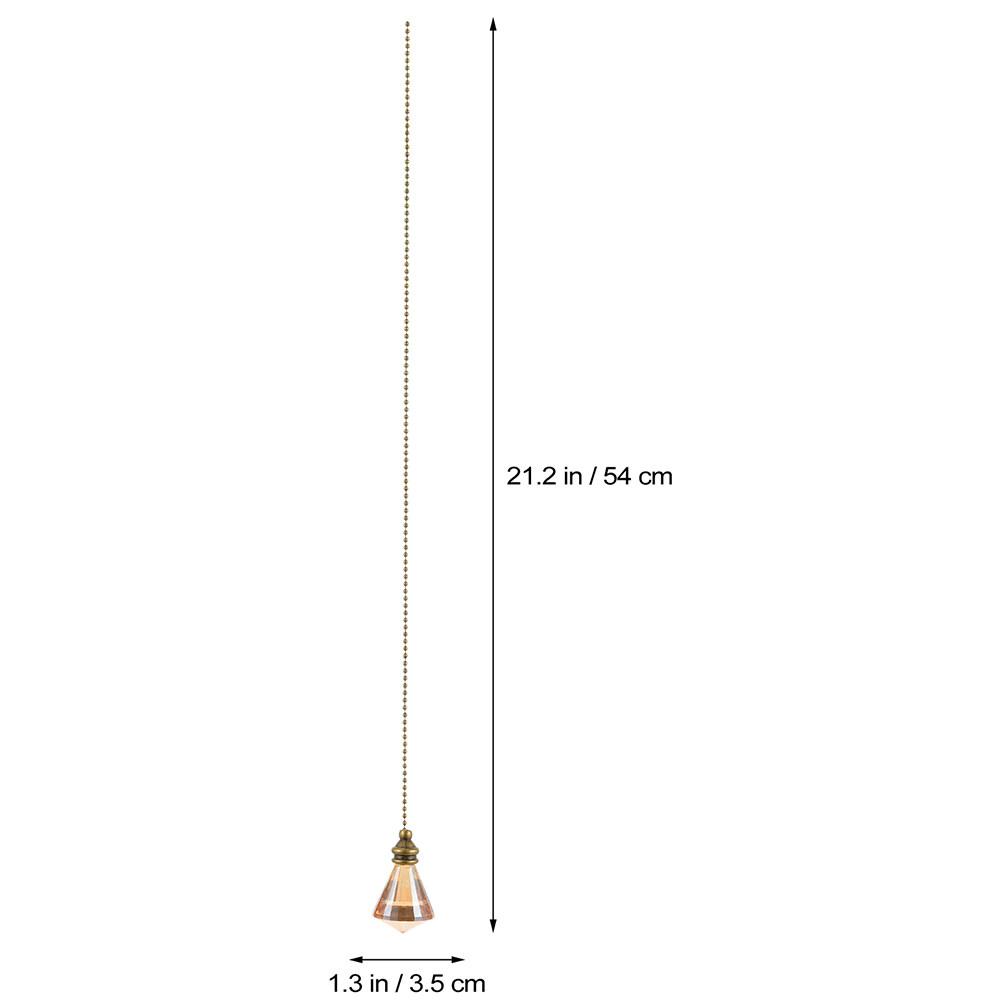 2Pcs Premium Glass Copper Ceiling Fan Pull Chain Smooth Burr-Free Surface Shiny Crystal Decorative Light Pull Chain for Ceiling