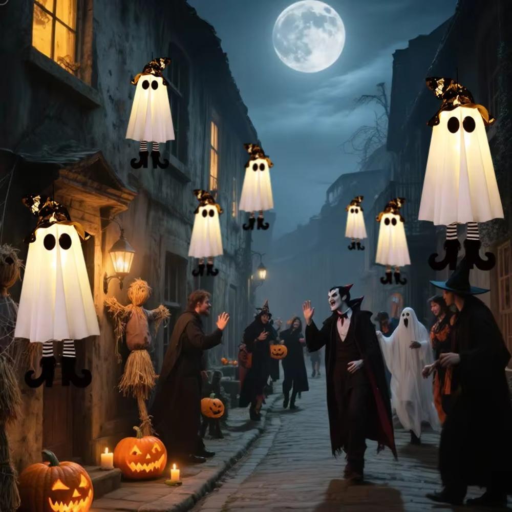 Flashing LED Specter Luminous Specter Ceiling Hanging Halloween Hanging Ornament  Porch