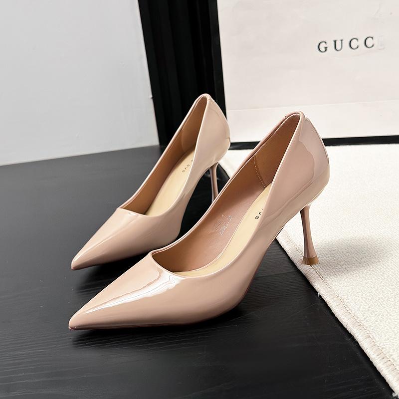 

G8008-1 Модные нюдовые туфли на высоком каблуке для женщин, новые тонкие каблуки, не утомляют ноги, профессиональная обувь, остроносые туфли на высоком каблуке, одинарные туфли для женщин 39