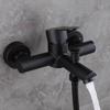 Stainless Steel 304 Contemporary Matte Black Dual Outlet Water Hotel-Grade Wall Mounted Shower Bathtub Mixer Faucet Tap