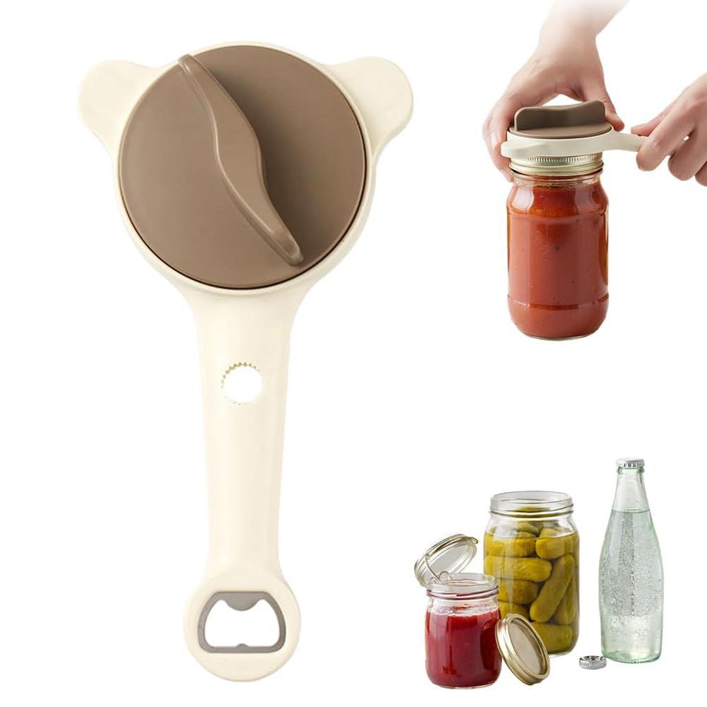 4-in-1 Jar Opener Adjustable Stainless Steel Lid Remover for Seniors or Teen