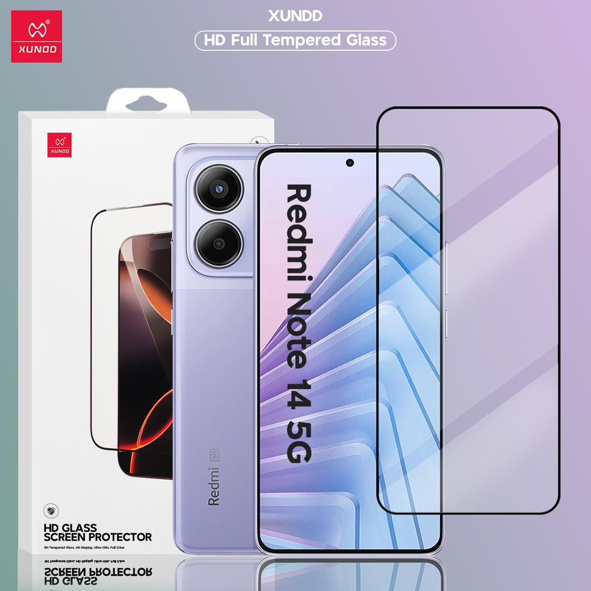 

XUNDD [Original] Axe HD Clear Full Adhesive 9H Hardness Tempered Glass for Xiaomi Redmi Note 14 5G