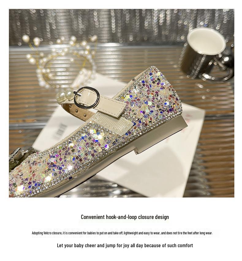 2026 Spring Rhinestone Princess Loafers: Non-slip, Breathable Shoes for Little Girls