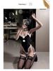 Velvet Bunny Girl Open-Crotch Bodysuit - Sexy Christmas Lingerie Set