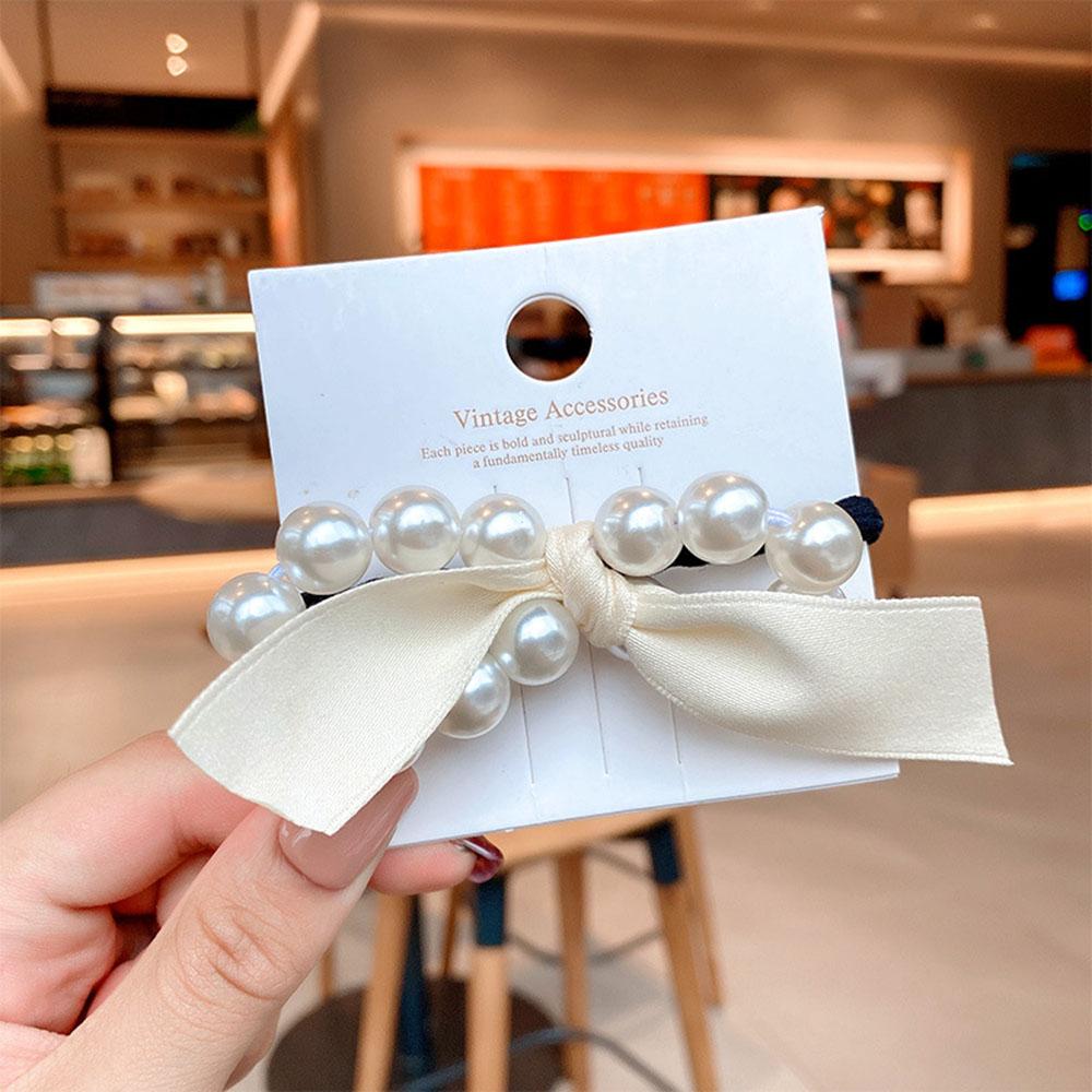 Korean Style Woman Big Pearl Hair Ties Hairband Scrunchies Girls Ponytail Holders Rubber Band Hair Accessories  New Fashion