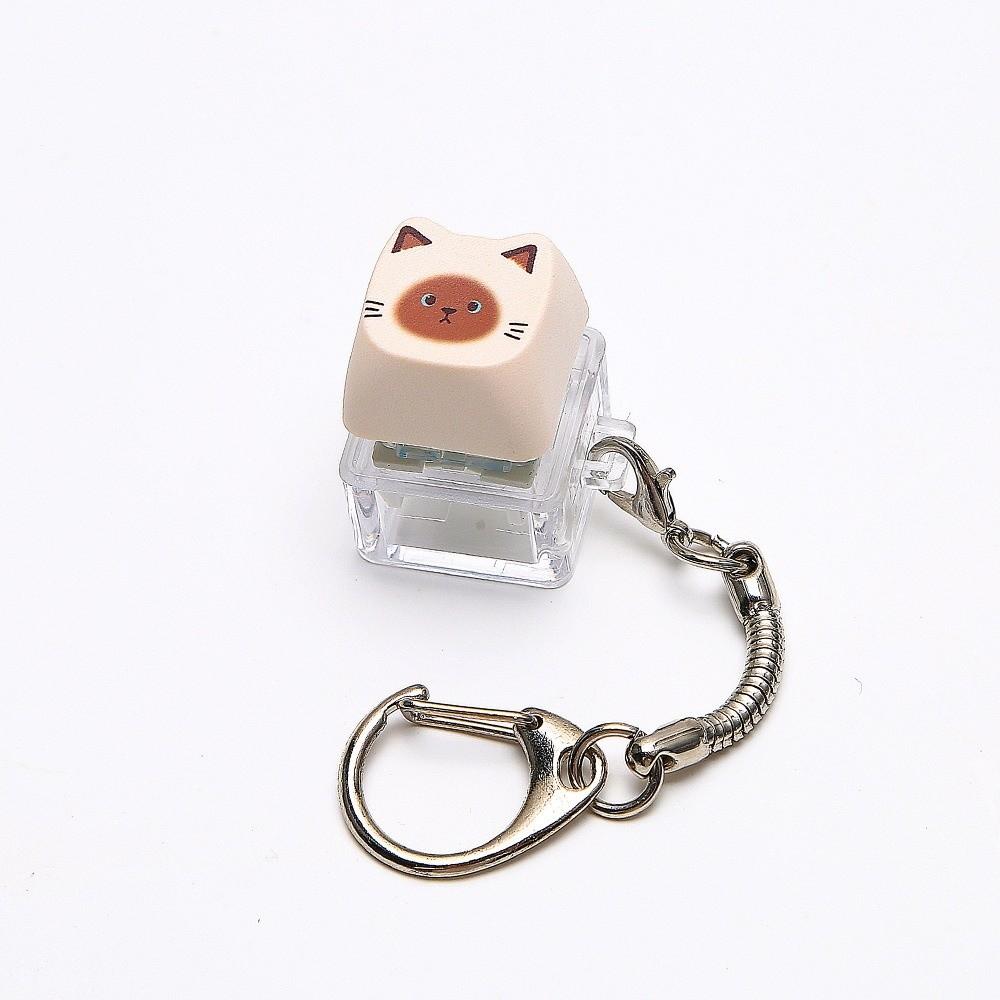 Cute Cat Keyboard Fidget Toy 4 Keys Mechanical Keyboard Keychain Gifts for Kitten Fans