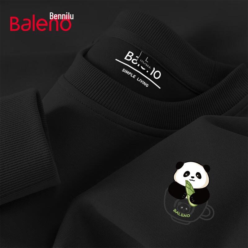 Baleno Men's Loose Fit Heavyweight Pullover Sweatshirt with Panda Print
