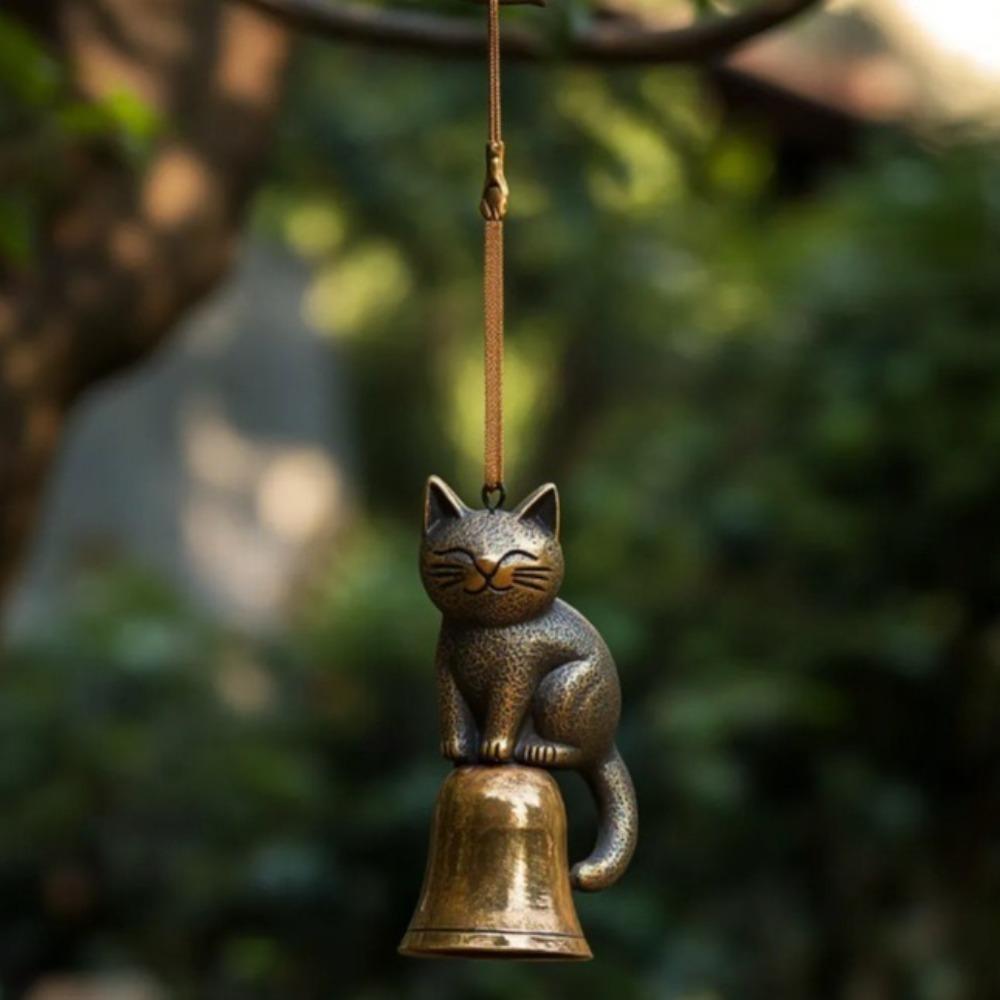Creative Cat Wind Chime Quiet Wind Chimes Bell Decorations Pendant Wind Chimes Retro Yard Decor Hanging Memorial Ornaments