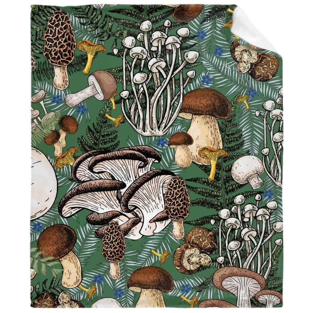 Deka s houbami Mushroomology Flísové přehozy pro všechna roční období Botanická věda Plyšová měkká deka na postel či pohovku Velikost Queen