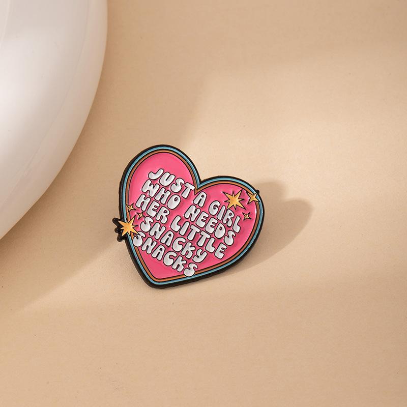 Pink Series Love Brooch Personality English Quotes Indicator Styling Personality Pin Metal Badge