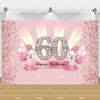 60th Birthday Backdrop Woman Man 60 Years Old Birthday Decorations Party Supplies Glitter Balloons Sixty Banner Photo Shoot Prop