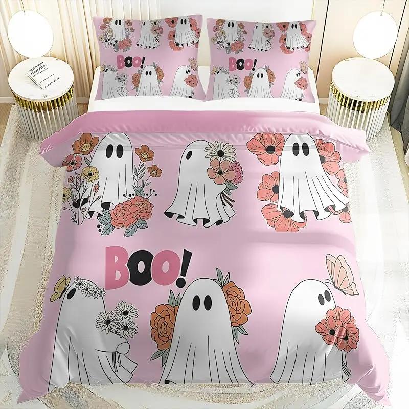 Kawaii Ghost Duvet Covers Halloween Bed Children'S Bedroom Decorations For Boys And Girls