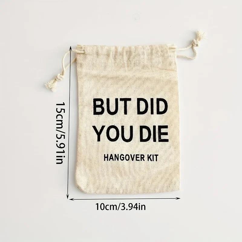 6 Pack Bachelorette Party Hangover Kit Bags Cotton Gift Bags Drawstring Party Favors for Wedding Survival and Bridesmaid Gifts