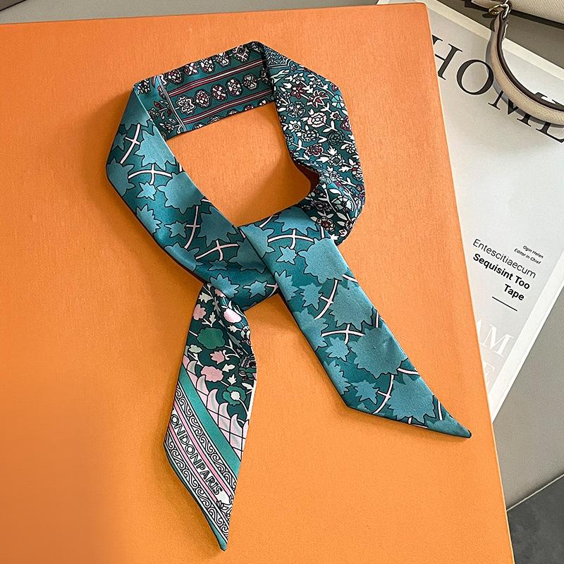 New Fashion Pinrt Bag Scarf Luxury Brand Design Womens Silk Scarf Head Scarf Headwear Long Skinny Scarves Bag Accessories