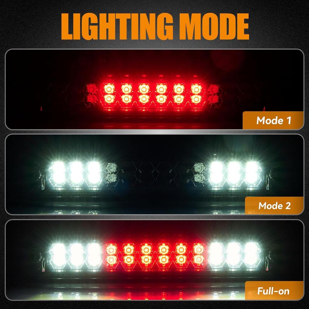 3Rd Third Brake Light LED For 1999-2016 Ford F250 F350 F450 F550 Super Duty, 1993-2011 Ford Ranger High Mount Rear Cab Brake Lights Assembly, 99-16