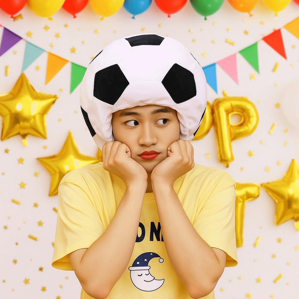 Funny Cartoon Headgear Cap Novelty Plush Headgear Creative Football Shape Hat  Dress Up Photo Props