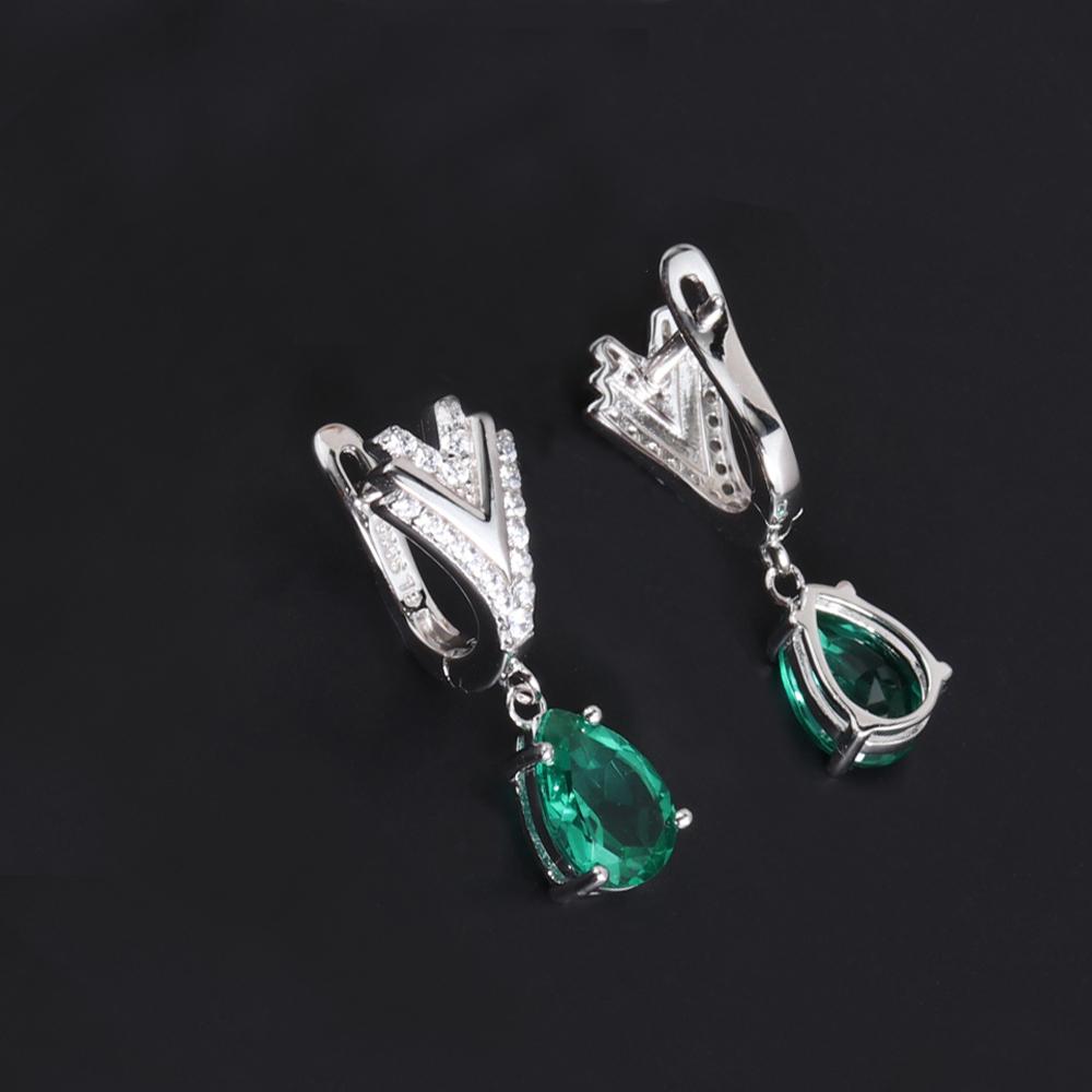 Light Luxury 925 sterling silver dangling earrings created pear 7*10mm emerald Nano jewelry for mom's anniversary gift