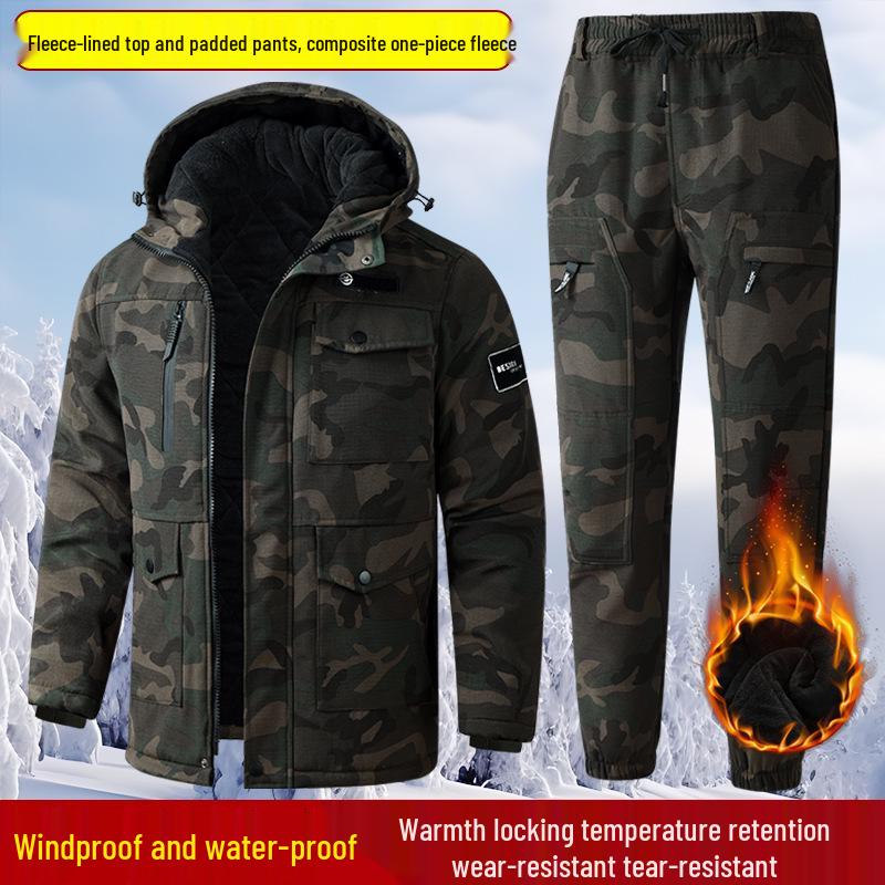 Men's Camouflage Winter Work Jacket - Thick, Warm, Loose-Fit Cotton Coat for Outdoor Labor Protection