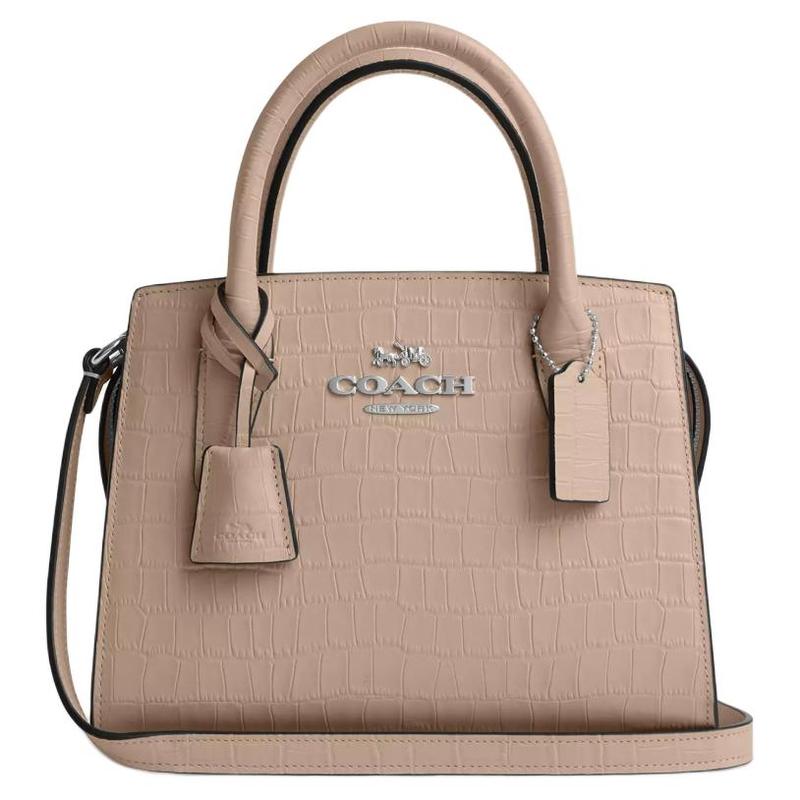 

COACH 22 Logo removable shoulder strap Crocodile embossed leather Shoulder crossbody tote Small Women s Stone коричневий