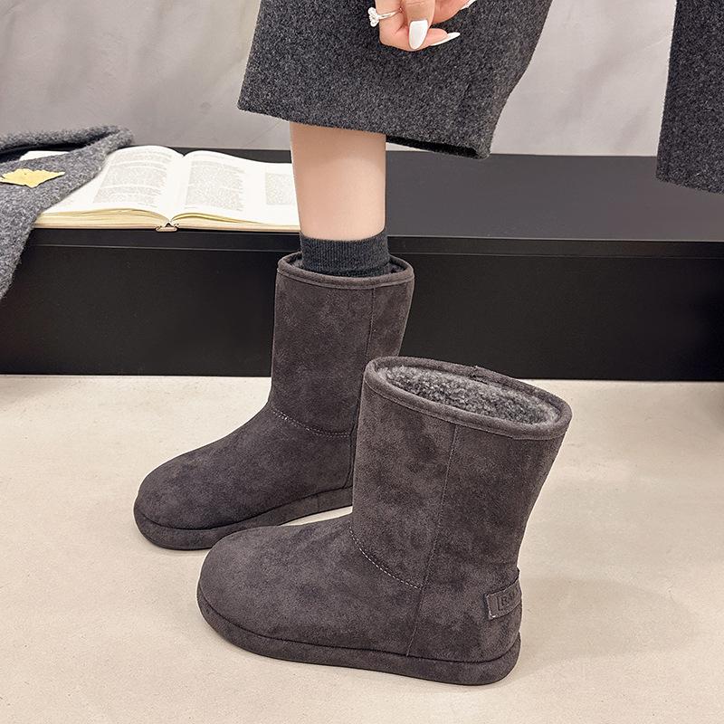 Women's lightweight comfortable thick sole cold warm padded snow boots non-slip wear outdoor sports mid-calf cotton boots