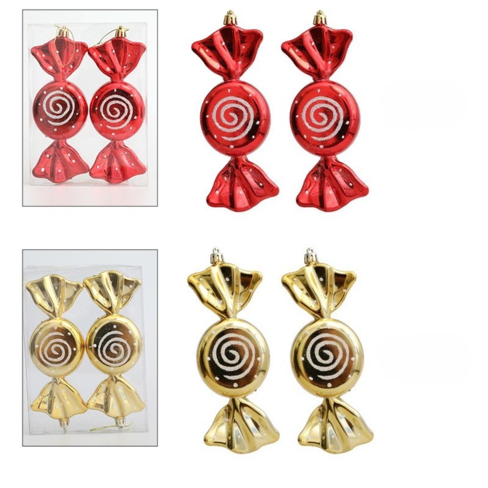 2, Christmas large flat candies, decorative pendants, Christmas tree ornaments, electroplated plastic painted candy ornaments
