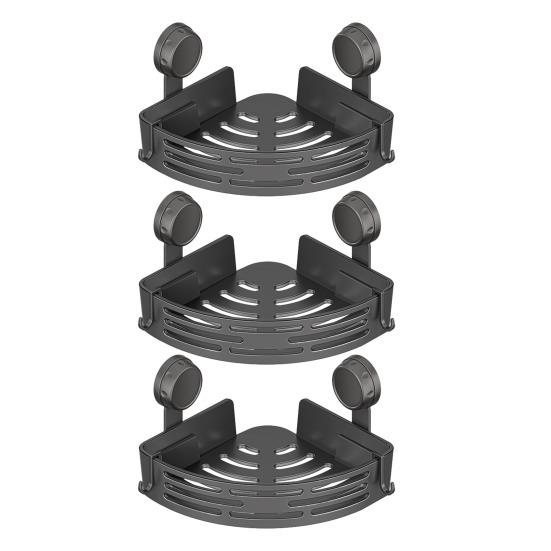 Bathroom Storage Rack No-Drill Corner Shelf with Strong Suction Cups Rustproof Shower Organizer Space-Saving Triangular Bathroom Shelf