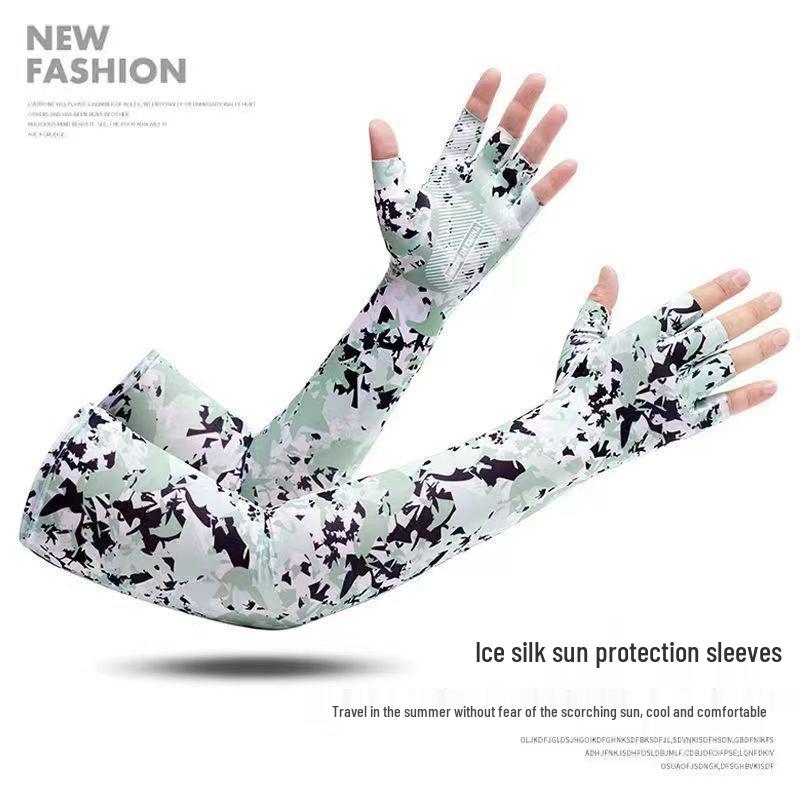 Ice Silk Sun Protection Arm Sleeves for Men & Women: Anti-Slip, Cooling Gloves for Summer Driving, Cycling, Fishing