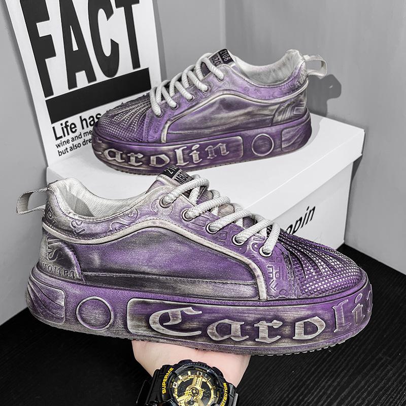 

Fashion Vintage Purple Man Men s Skateboard Shoes Comfort Lace-up Skate Thick Sole Casual Board Shoes Retro Nation Style Soft Thick-Sole 41 фіолетовий