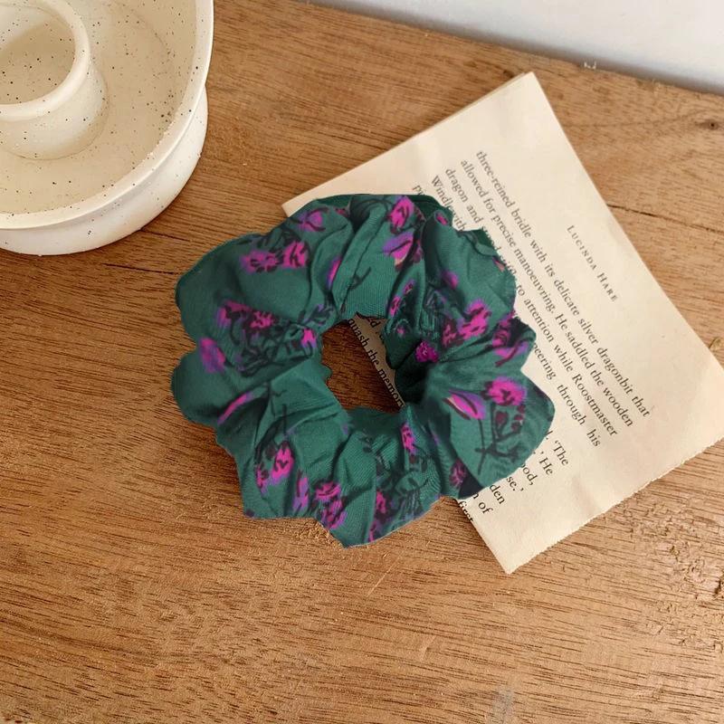 Neu 1/5 Stück Bedruckte Blumige Haargummis Blumen Scrunchies Damen Vintage Elastisches Haarband Haarseil Mädchen Haar Accessoires Kopfschmuck