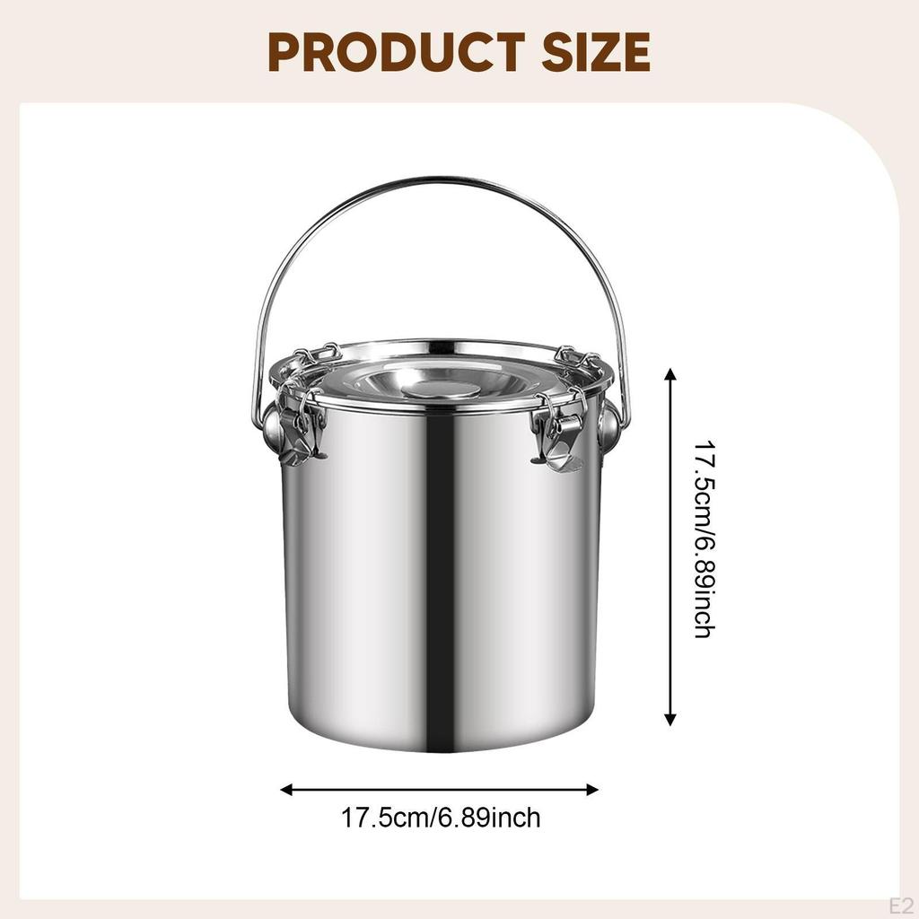 Multi-purpose Stainless Steel Sealed Bucket Transport Container with Lid, Practical Food Bucket,