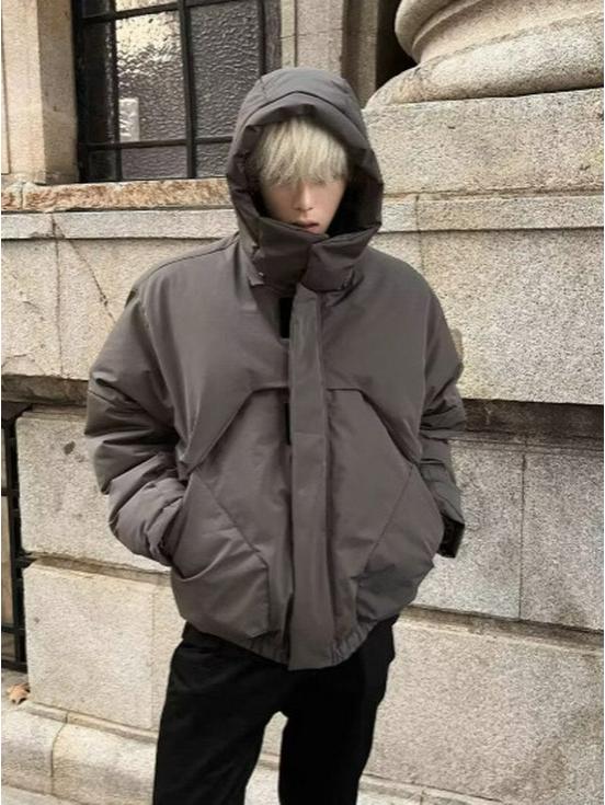 Thickened High-Quality Hooded Cotton Jacket: Windproof, Water-Repellent, Warm Outerwear for Winter