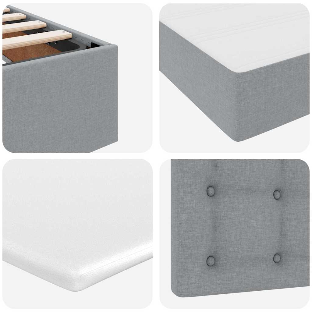 LED Storage Bed with Mattress Light Grey 90 x 200 cm Fabric