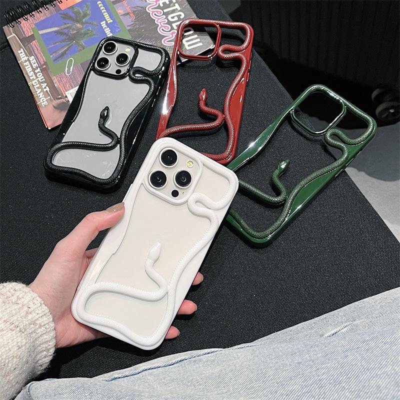 Überzug 3D Schlangenform Mode Hohl Hülle für iPhone 16 Pro Max 15 Pro 14 Plus 13 12 11 Stoßfeste weiche Silikon-Telefonabdeckung