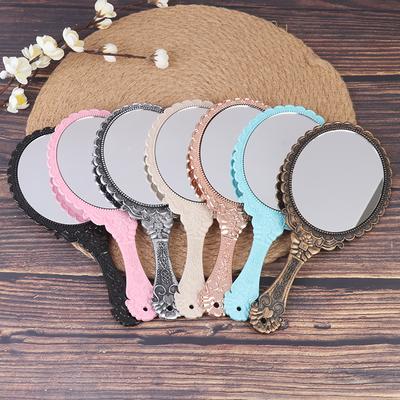 Vintage Carved Handheld Vanity Mirror Makeup Mirror Hand Mirror Handle Cosmetic