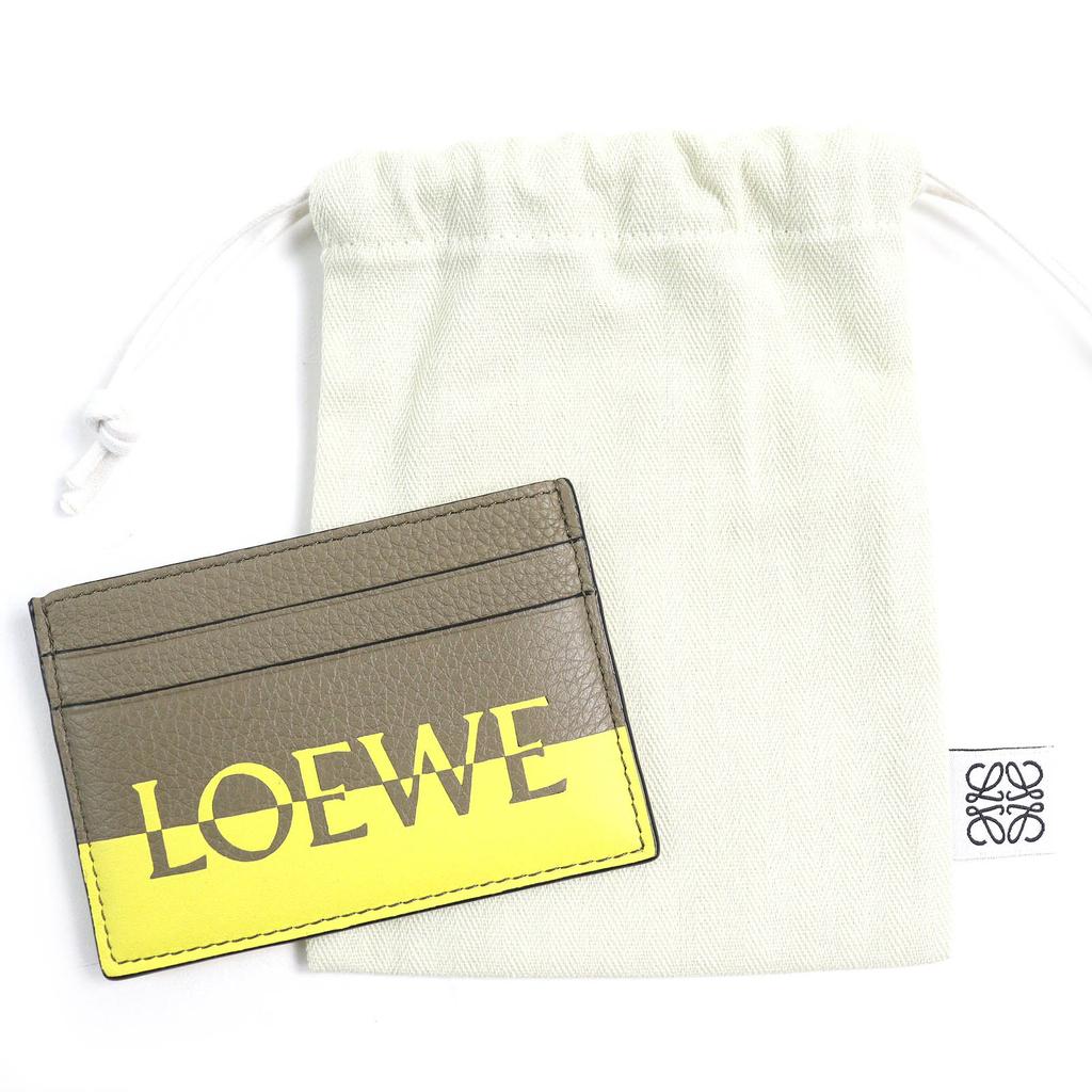 Pristine LOEWE Card Case Signature Plain Cardholder Brown yellow leather Women Used