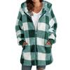2024 Women’s Plaid Hooded Zipper Jacket with Plush Lining and Pockets