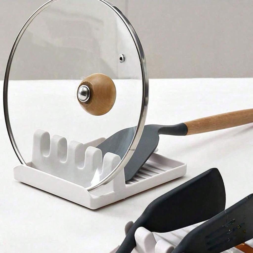 1 kitchen spatula holder, pot lid holder, countertop shovel, spoon holder, soup spoon mat, chopstick holder, soup spoon