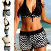 Dámské Sexy Halter Plavky Módní Patchwork Bikiny 2dílné plavky Tankiny šortky
