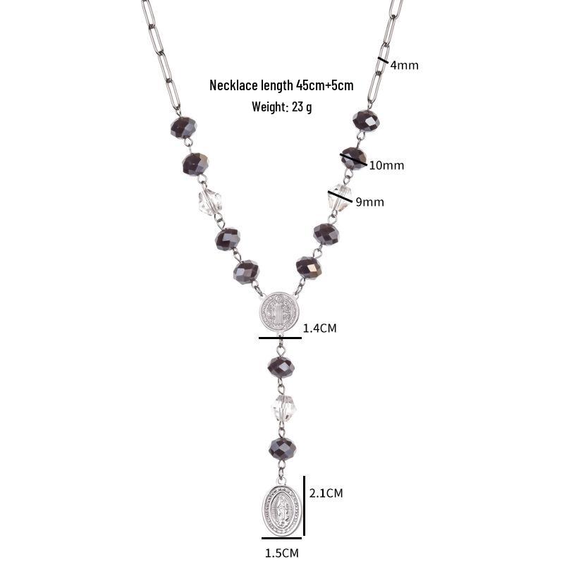 Women s Geometric Cross Pendant Necklace - Stainless Steel Clavicle Chain, European  American Street Style