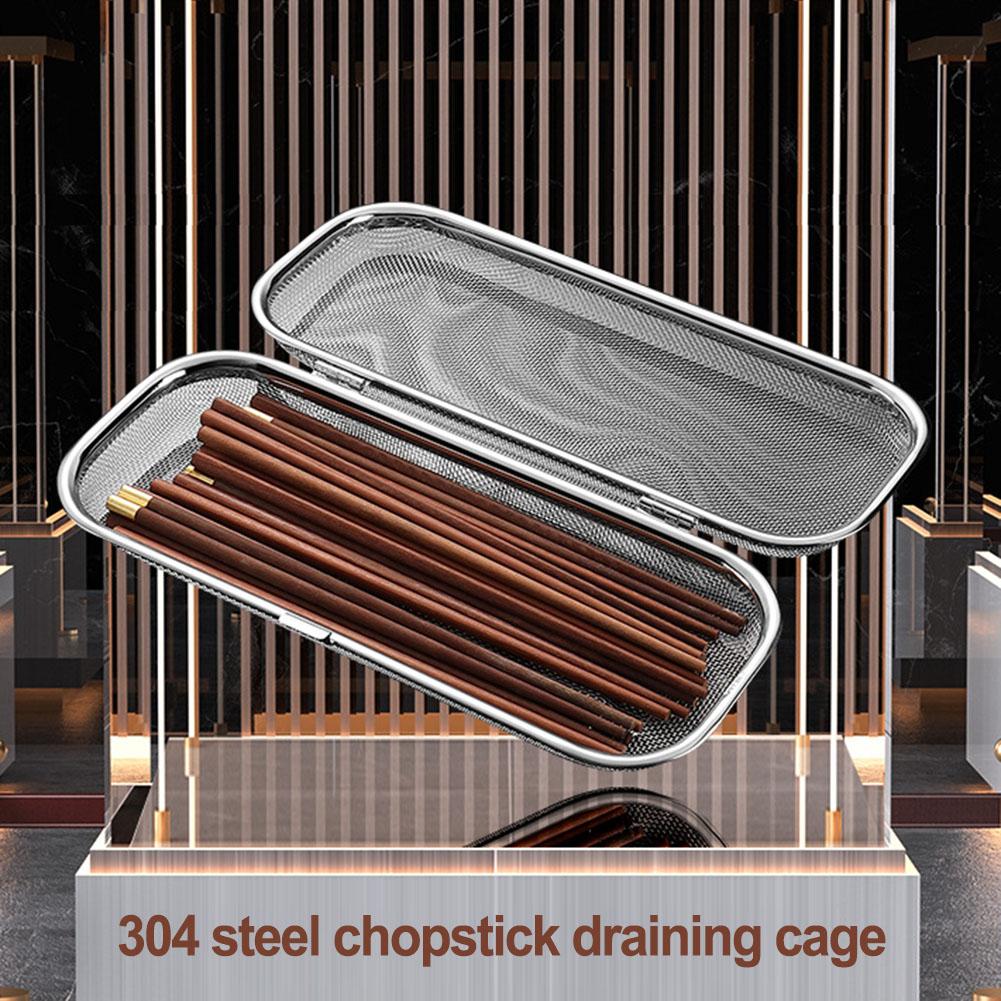 Förvaringslåda i rostfritt stål med nät för bestick Tom låda Utomhus Bärbar Förvaring För Ätpinnar Skedlåda Barnköksdelar