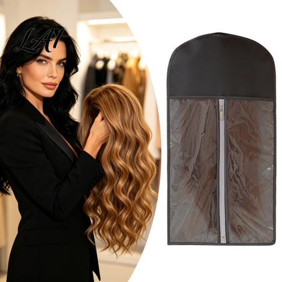 Zippered Wig Storage Bag Hanging with Hook Breathable Non-woven Fabric Dust-proof Organizer Protector Space Saving Portable Zipper Case for