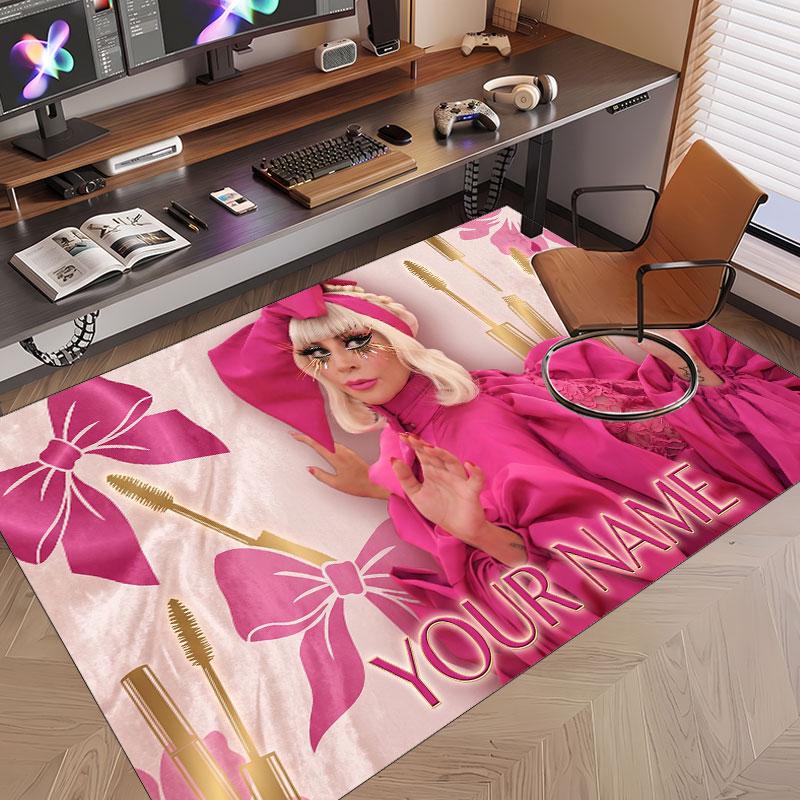 Custom Name Crystal Velvet Rug,Lady Gaga Comfortable Anti Slip Floor Mat For Room Decoration