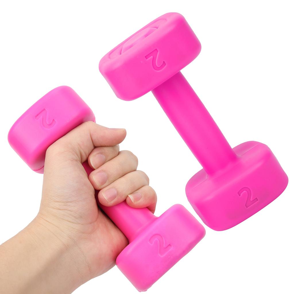 2 buc Gantere 4lb Fitness Haltere Culturism Yoga Sport Echipament Pierdere în Greutate Roșu Roz