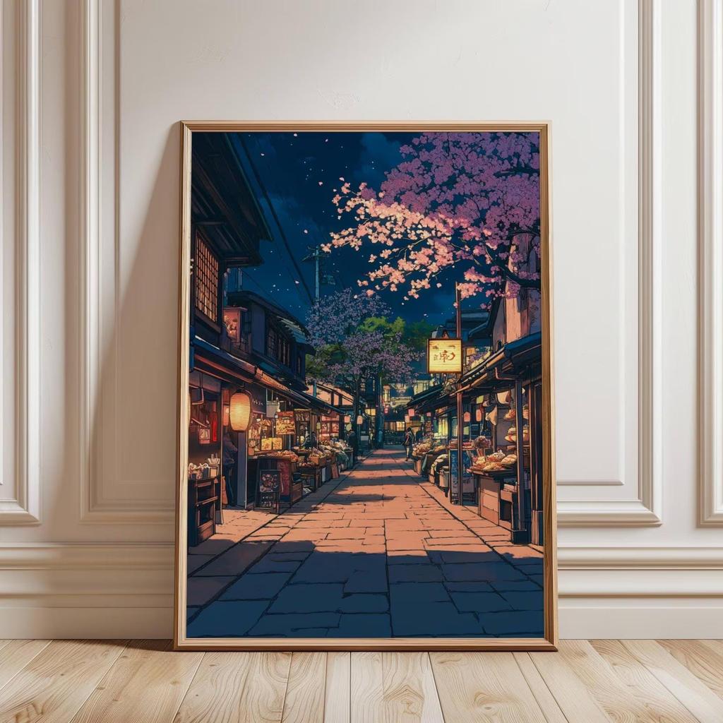 Inspired Japanese Night Street Prints Anime Wall Art Decor Canvas Poster Prints Home Bedroom Living Room Decoration Git Posters