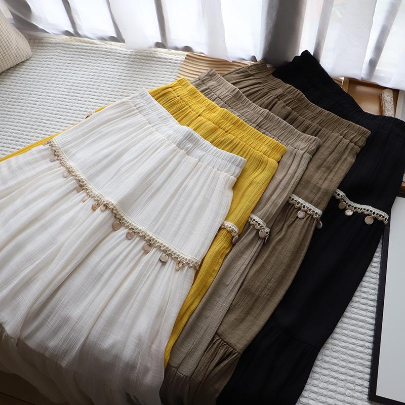 

[Bi Zheng] 2025 Summer Tassel Bohemian A-line Midi Skirt for Women One Size