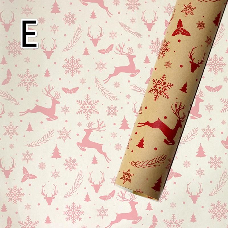 73*51cm New Christmas Gift Wrapping Paper European Style Retro Kraft Gift Paper Snowflake Christmas Tree