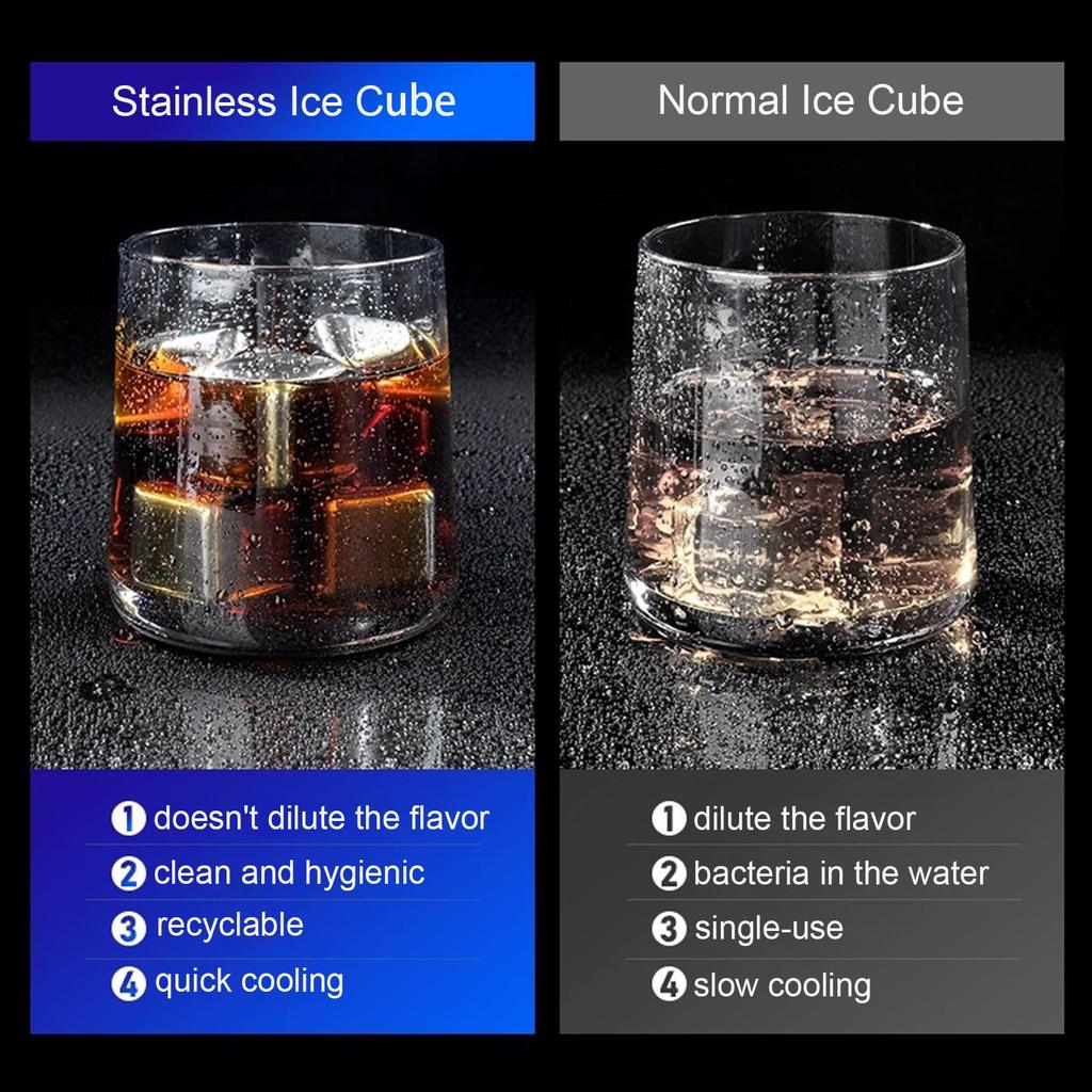 Stainless Steel Ice Cubes Set Food Grade Reusable Quick Freezing Ice For Cubes Juice Beer Wine Whisky Cooler Rocks Bar Tool
